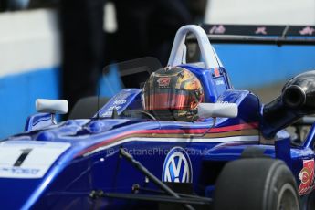 World © Octane Photographic Ltd. Cooper Tyres British Formula 3 (F3). Rockingham - Race, Sunday 4th May 2014. Dallara F310 Volkswagen - Peter Li Zhi Cong - Carlin. Digital Ref : 0903lb1d4132