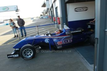 World © Octane Photographic Ltd. Cooper Tyres British Formula 3 (F3). Rockingham - Race, Sunday 4th May 2014. Dallara F310 Volkswagen - Peter Li Zhi Cong - Carlin. Digital Ref : 0903lb1d9715