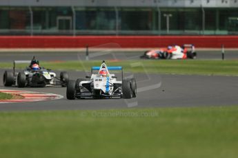 World © Octane Photographic Ltd. BRDC Formula 4 Qualifying, Silverstone, UK, Saturday 16th August 2014. MSV F4-013. Douglas Motorsport. Diego Menchaca and Meridian Racing. Connor Jupp. Digital Ref : 1075LB1D4942