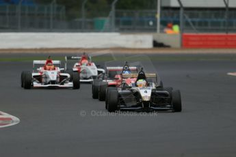 World © Octane Photographic Ltd. BRDC Formula 4 Race 1, Silverstone, UK, Saturday 16th August 2014. MSV F4-013. HHC Motorsport. Sennan Fielding and Will Palmer lead the pack. Digital Ref : 1076LB1D5009