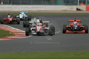 World © Octane Photographic Ltd. BRDC Formula 4 Race 1, Silverstone, UK, Saturday 16th August 2014. MSV F4-013. Hillspeed. Gustavo Lima and MGR, Chris Middlehurst. Digital Ref : 1076LB1D5081