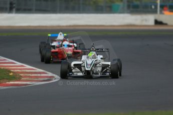 World © Octane Photographic Ltd. BRDC Formula 4 Race 1, Silverstone, UK, Saturday 16th August 2014. MSV F4-013. SWR – Sean Walkinshaw Racing. Diego Borrelli and CDR – Chris Dittmann Racing. Tom Bale. Digital Ref : 1076LB1D5122