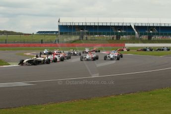 World © Octane Photographic Ltd. BRDC Formula 4 Championship. MSV F4-013. Silverstone, Sunday 27th April 2014. Race 3 start. Digital Ref : 0916lb1d2156