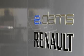 World © Octane Photographic Ltd. FIA Formula E testing – Donington Park 19th August 2014. Spark-Renault SRT_01E. e.dams-Renault logo. Digital Ref : 1077LB1D5093