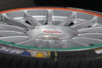 World © Octane Photographic Ltd. FIA Formula E testing – Donington Park 19th August 2014. Spark-Renault SRT_01E. Mahindra Racing wheel colours. Digital Ref : 1077LB1D5182