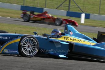 World © Octane Photographic Ltd. FIA Formula E testing – Donington Park 19th August 2014. Spark-Renault SRT_01E. e.dams-Renault – Nicolas Prost and China Racing – Nelson Piquet Jnr. Digital Ref : 1077LB1D5291