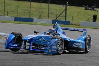 World © Octane Photographic Ltd. FIA Formula E testing – Donington Park 19th August 2014. Spark-Renault SRT_01E. Amlin Aguri - Katherine Legge. Digital Ref : 1077LB1D5345