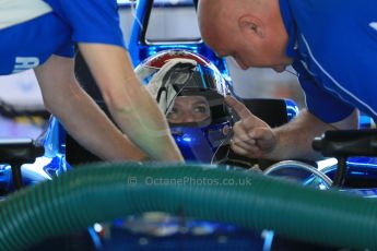 World © Octane Photographic Ltd. FIA Formula E testing – Donington Park 19th August 2014. Spark-Renault SRT_01E. Amlin Aguri - Katherine Legge. Digital Ref : 1077LB1D5599