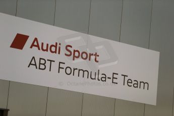 World © Octane Photographic Ltd. FIA Formula E testing Donington Park 10th July 2014. Audi Sport ABT Formula E team logo. Digital Ref : 1032CB1D3265