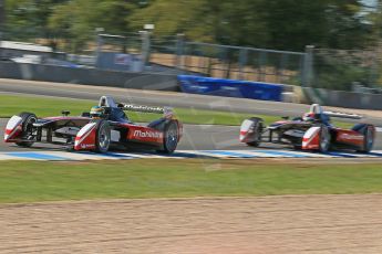 World © Octane Photographic Ltd. FIA Formula E testing Donington Park 10th July 2014. Spark-Renault SRT_01E. Mahindra Racing - Bruno Senna and Karun Chandhok. Digital Ref : 1032CB1D3506