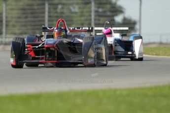 World © Octane Photographic Ltd. FIA Formula E testing Donington Park 10th July 2014. Spark-Renault SRT_01E. Venturi - Nick Heidfeld and Andretti Autosport - Franck Montagny. Digital Ref : 1032CB1D4296