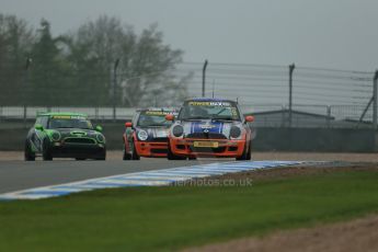 World © Octane Photographic Ltd. Donington Park General testing, Thursday 24th April 2014. Simon Walton and Adrian Norman - Team Swanflight - Mini Cooper and Neal Newstead - Mini Cooper John Cooper Works (JCW) - Oakfield Motorsport - Mini Challenge. Digital Ref : 0913lb1d8559