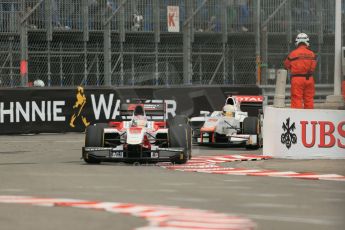 World © Octane Photographic Ltd. Thursday 22nd May 2014. GP2 Practice – Monaco, Monte Carlo. Takuya Izawa - ART Grand Prix and Arthur Pic - Campos Racing. Digital Ref :  0959LB1D4102