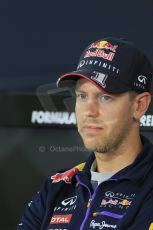 World © Octane Photographic Ltd. Thursday 17th July 2014. German GP, Hockenheim Formula 1 FIA Press Conference. Infiniti Red Bull Racing RB10 - Sebastian Vettel. Digital Ref: 1033LB1D3818