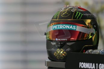 World © Octane Photographic Ltd. Thursday 17th July 2014. German GP, Hockenheim - Formula 1 FIA Press Conference. Mercedes AMG Petronas F1 W05 Hybrid - Nico Rosberg Helment for the weekend. Digital Ref: 1033LB1D3904