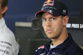 World © Octane Photographic Ltd. Thursday 17th July 2014. German GP, Hockenheim Formula 1 FIA Press Conference. Infiniti Red Bull Racing RB10 - Sebastian Vettel. Digital Ref: 1033LB1D3959