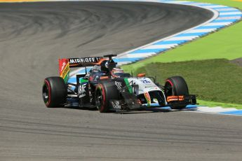 World © Octane Photographic Ltd. Friday 18th July 2014. German GP, Hockenheim. - Formula 1 Practice 2. Sahara Force India VJM07 – Nico Hulkenburg. Digital Ref : 1037LB1D5522