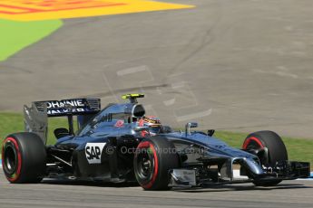 World © Octane Photographic Ltd. Friday 18th July 2014. German GP, Hockenheim. - Formula 1 Practice 2. McLaren Mercedes MP4/29 - Jenson Button. Digital Ref: 1037LB1D5549