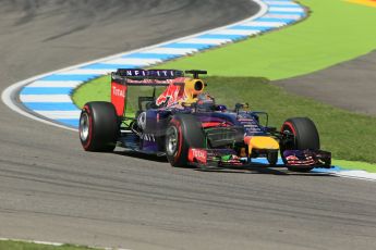 World © Octane Photographic Ltd. Friday 18th July 2014. German GP, Hockenheim. Formula 1 Practice 2. Infiniti Red Bull Racing RB10 - Sebastian Vettel. Digital Ref: 1037LB1D5585