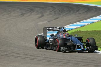 World © Octane Photographic Ltd. Friday 18th July 2014. German GP, Hockenheim. - Formula 1 Practice 2. McLaren Mercedes MP4/29 - Jenson Button. Digital Ref: 1037LB1D5709