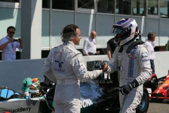 World © Octane Photographic Ltd. Saturday 19th July 2014. German GP, Hockenheim. - Formula 1 Qualifying parc ferme. Williams Martini Racing FW36 – Felipe Massa and Valtteri Bottas. Digital Ref: 1046LB1D7256