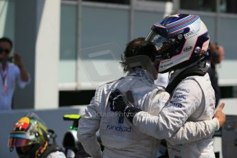 World © Octane Photographic Ltd. Saturday 19th July 2014. German GP, Hockenheim. - Formula 1 Qualifying parc ferme. Williams Martini Racing FW36 – Felipe Massa and Valtteri Bottas. Digital Ref: 1046LB1D7262