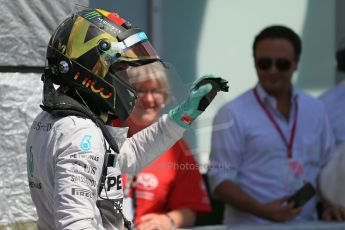 World © Octane Photographic Ltd. Saturday 19th July 2014. German GP, Hockenheim. - Formula 1 Qualifying parc ferme. Mercedes AMG Petronas F1 W05 Hybrid - Nico Rosberg. Digital Ref: 1046LB1D7267