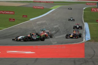 World © Octane Photographic Ltd. Sunday 20th July 2014. German GP, Hockenheim. - Formula 1 Race. Sahara Force India VJM07 – Nico Hulkenburg, Mercedes AMG Petronas F1 W05 Hybrid – Lewis Hamilton and Scuderia Ferrari F14T – Kimi Raikkonen. Digital Ref :