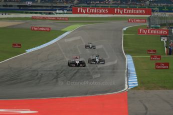 World © Octane Photographic Ltd. Sunday 20th July 2014. German GP, Hockenheim. - Formula 1 Race. Scuderia Toro Rosso STR 9 – Daniil Kvyat and Sauber C33 – Adrian Sutil and Esteban Gutierrez. Digital Ref: