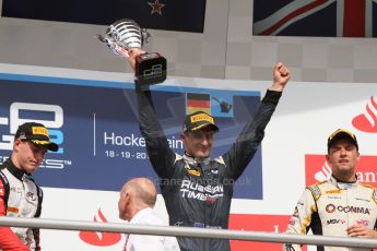 World © Octane Photographic Ltd. Saturday 19th July 2014. GP2 Race 1 – German GP - Hockenheim. Mitch Evans - RT Russian Time (1st), Stoffel Vandoorne - ART Grand Prix (2nd) and Jolyon Palmer – DAMS (3rd). Digital Ref : 1045CB7D5567