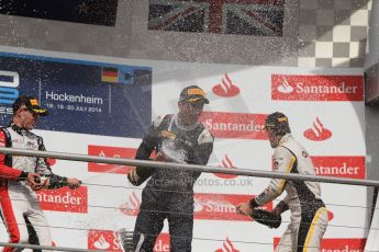 World © Octane Photographic Ltd.  Saturday 19th July 2014. GP2 Race 1 – German GP - Hockenheim. Mitch Evans - RT Russian Time (1st), Stoffel Vandoorne - ART Grand Prix (2nd) and Jolyon Palmer – DAMS (3rd). Digital Ref : 1045CB7D5630