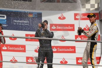 World © Octane Photographic Ltd.  Saturday 19th July 2014. GP2 Race 1 – German GP - Hockenheim. Mitch Evans - RT Russian Time (1st) and Jolyon Palmer – DAMS (3rd). Digital Ref : 1045CB7D5637