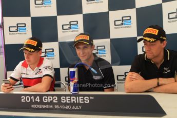 World © Octane Photographic Ltd. Saturday 19th July 2014. GP2 Race 1 – German GP - Hockenheim. Mitch Evans - RT Russian Time (1st), Stoffel Vandoorne - ART Grand Prix (2nd) and Jolyon Palmer – DAMS (3rd). Digital Ref : 1045CB7D6322
