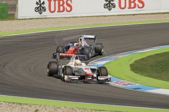 World © Octane Photographic Ltd. Saturday 19th July 2014. GP2 Race 1 – German GP - Hockenheim. Arthur Pic - Campos Racing and Johnny Cecotto - Trident. Digital Ref : 1045LB1D4731