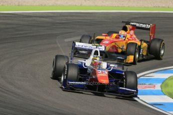 World © Octane Photographic Ltd. Saturday 19th July 2014. GP2 Race 1 – German GP - Hockenheim. Johnny Cecotto - Trident and Raffaele Marciello - Racing Engineering. Digital Ref : 1045LB1D7372