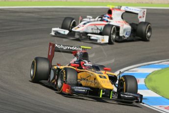 World © Octane Photographic Ltd. Saturday 19th July 2014. GP2 Race 1 – German GP - Hockenheim. Stephane Richelmi – DAMS and Simon Trummer - Rapax. Digital Ref : 1045LB1D7380