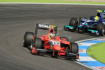 World © Octane Photographic Ltd. Saturday 19th July 2014. GP2 Race 1 – German GP - Hockenheim. Andre Negrao - Arden International and Julian Leal - Carlin. Digital Ref :1045LB1D7413