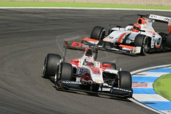 World © Octane Photographic Ltd. Saturday 19th July 2014. GP2 Race 1 – German GP - Hockenheim. Takuya Izawa - ART Grand Prix and Daniel de Jong - MP Motorsport. Digital Ref : 1045LB1D7429