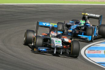 World © Octane Photographic Ltd. Saturday 19th July 2014. GP2 Race 1 – German GP - Hockenheim. Jon Lancaster - Hilmer Motorsport and Conor Daly - Venezuela GP Lazarus. Digital Ref:1045LB1D7438