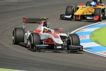 World © Octane Photographic Ltd. Saturday 19th July 2014. GP2 Race 1 – German GP - Hockenheim. Stoffel Vandoorne - ART Grand Prix and Jolyon Palmer – DAMS. Digital Ref : 1045LB1D7596