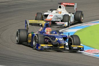 World © Octane Photographic Ltd. Saturday 19th July 2014. GP2 Race 1 – German GP - Hockenheim. Felipe Nasr - Carlin and Arthur Pic - Campos Racing. Digital Ref : 1045LB1D7609