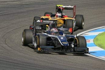 World © Octane Photographic Ltd.  Saturday 19th July 2014. GP2 Race 1 – German GP - Hockenheim. Mitch Evans - RT Russian Time and Stephane Richelmi – DAMS. Digital Ref : 1045LB1D7627