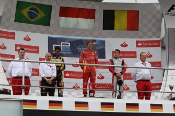 World © Octane Photographic Ltd. Sunday 20th July 2014. GP2 Race 2 – German GP - Hockenheim. Stefano Coletti - Racing Engineering (1st), Felipe Nasr - Carlin (2nd) and Stoffel Vandoorne - ART Grand Prix (3rd). Digital Ref : 1050CB7D6004