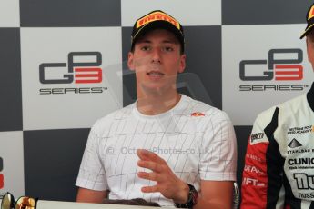 World © Octane Photographic Ltd. Saturday 19th July 2014. GP3 Race 1 press conference. German GP, Hockenheim. Alex Lynn - Carlin (2nd). Digital Ref : 1047CB7D6410