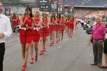 World © Octane Photographic Ltd. Sunday 20th July 2014. GP3 Race 2. German GP, Hockenheim. The grid girls leave the starting grid. Digital Ref : 1049CB7D5717