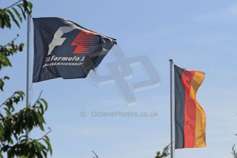 World © Octane Photographic Ltd. Saturday 19th July 2014. F1 and German flags. Digital Ref: