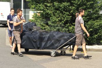 World © Octane Photographic Ltd. Saturday 19th July 2014. German GP, Hockenheim. - Formula 1 Qualifying. Sauber C33 spare chassis being delivered after qualifying. Digital Ref: