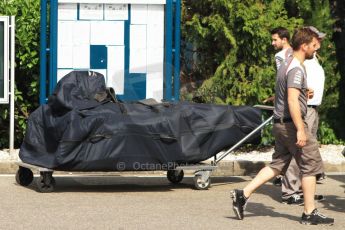 World © Octane Photographic Ltd. Saturday 19th July 2014. German GP, Hockenheim. - Formula 1 Qualifying. Sauber C33 spare chassis being delivered after qualifying. Digital Ref: