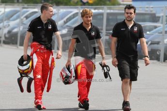 World © Octane Photographic Ltd. Thursday 17th July 2014. GP2 Paddock – German GP - Hockenheim. Raffaele Marciello and Stefano Coletti - Racing Engineering. Digital Ref : 1034CB7D4511