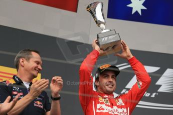 World © Octane Photographic Ltd. Sunday 27th July 2014. Hungarian GP, Hungaroring - Budapest. Podium. Scuderia Ferrari F14T - Fernando Alonso. Digital Ref: 1074LB1D4449